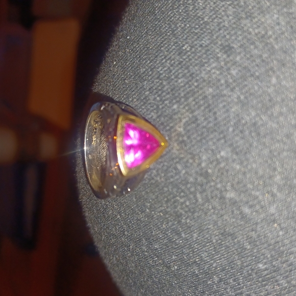 Designer John Atencio silver & 18k ring w/stone - Picture 5 of 7